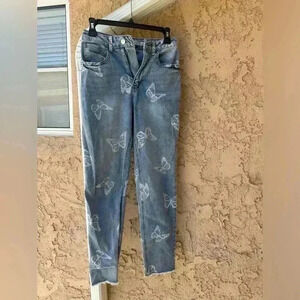 Women's Juniors Tinseltown Butterfly Print Blue Jeans Juniors size 5 Relaxed Fit